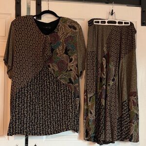 Two-Piece Boho Floral Print Top and Skirt Set - Multi Color